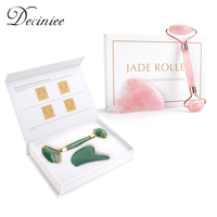 Natural Rose Quartz rolka jadeitowa Gua Sha zestaw twarzy ciała Roller do masażu Jade kamień zestaw do masażu twarzy podnoszenia narzędzia do masażu kosmetycznego 1